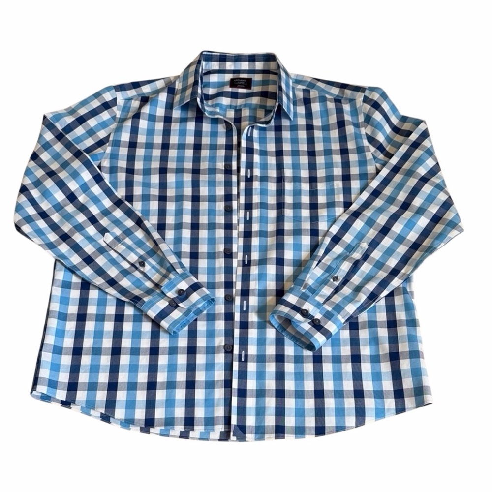 Untuckit Blue and White Longsleeve Plaid Button Up Shirt Size XL